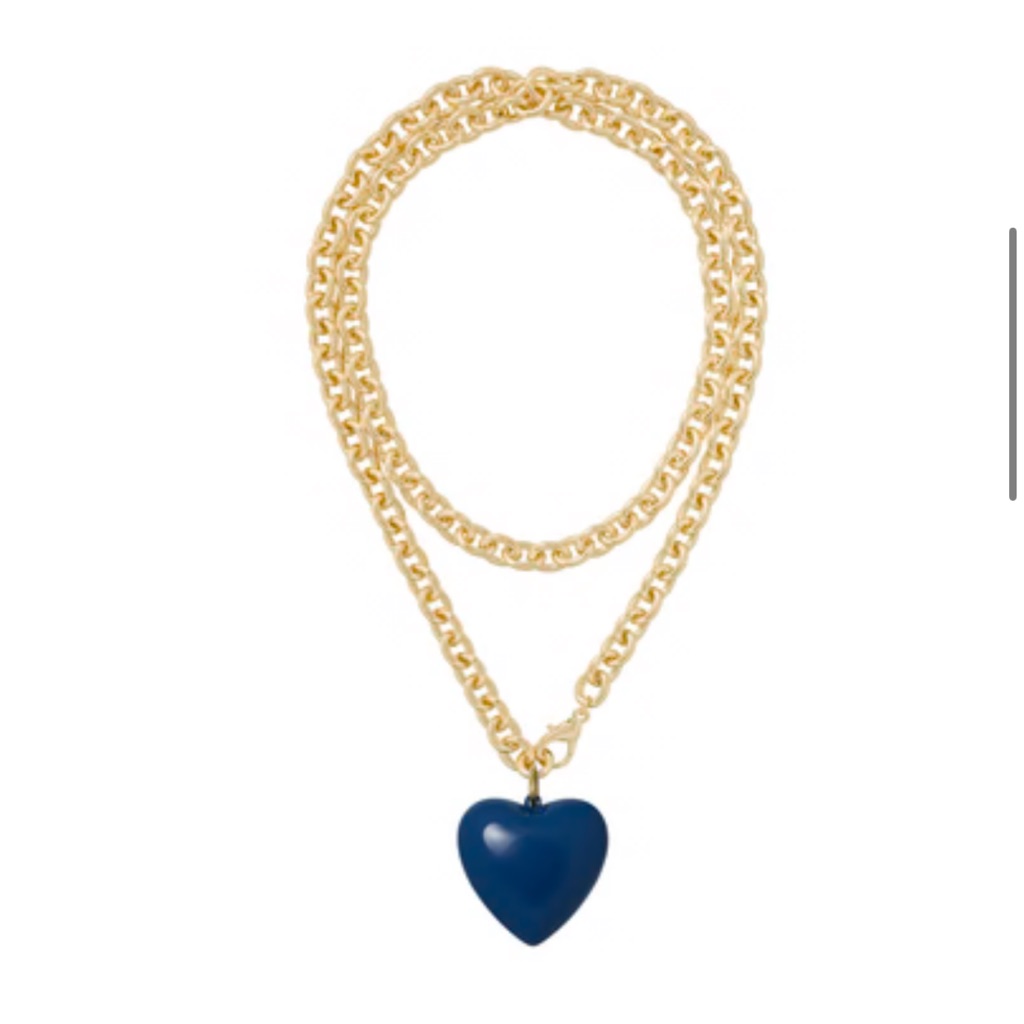 Roxanne Assoulin The Big Puffy Heart Charm Necklace - Navy 105$